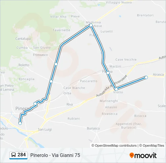 284 Bus Line Map