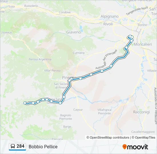 284 Bus Line Map