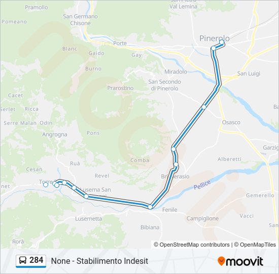 Percorso linea bus 284