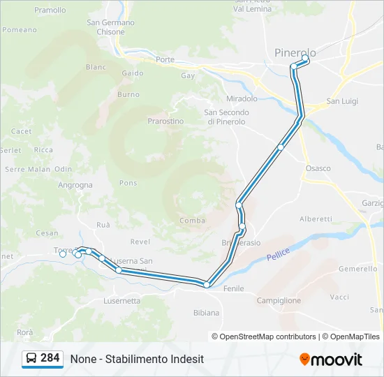 284 Bus Line Map