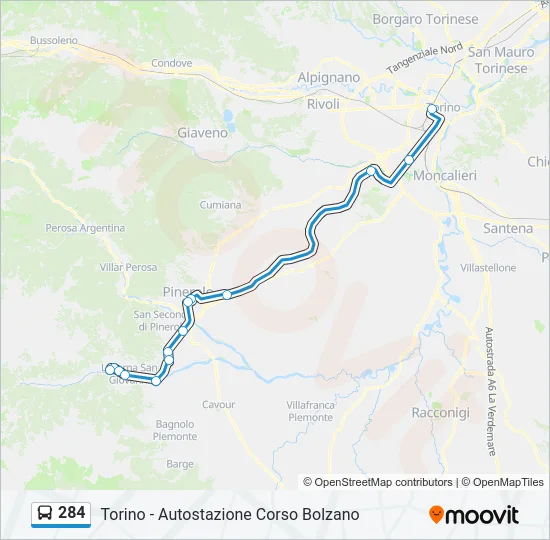 284 Bus Line Map