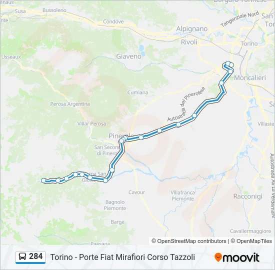 284 Bus Line Map