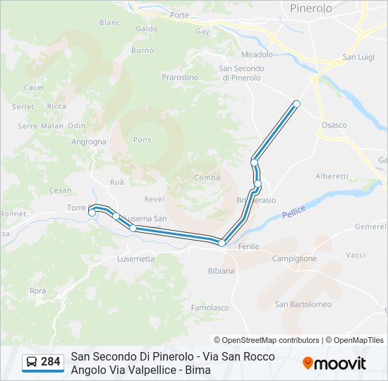 Percorso linea bus 284