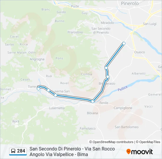284 Bus Line Map
