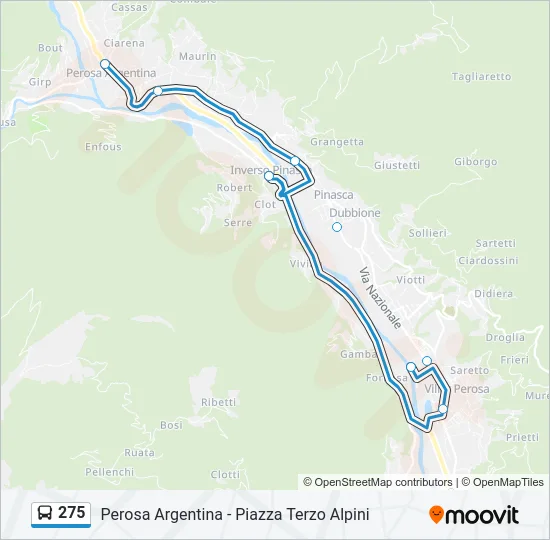 Percorso linea bus 275