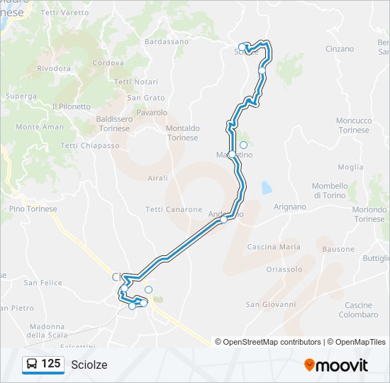 Percorso linea bus 125