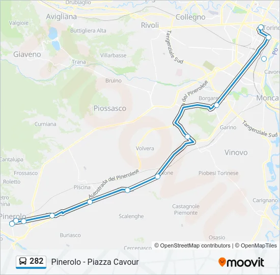 Percorso linea bus 282