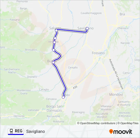 REG Train Line Map