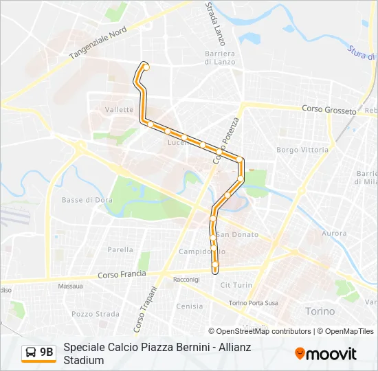 9B Bus Line Map