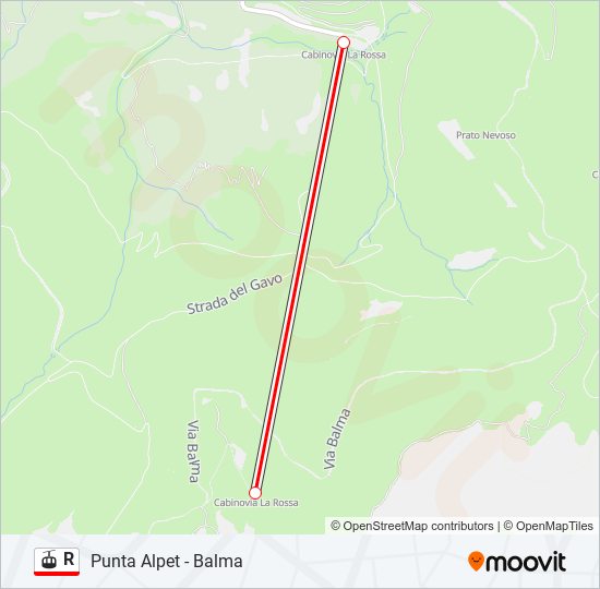 Percorso linea impianto di risalta R