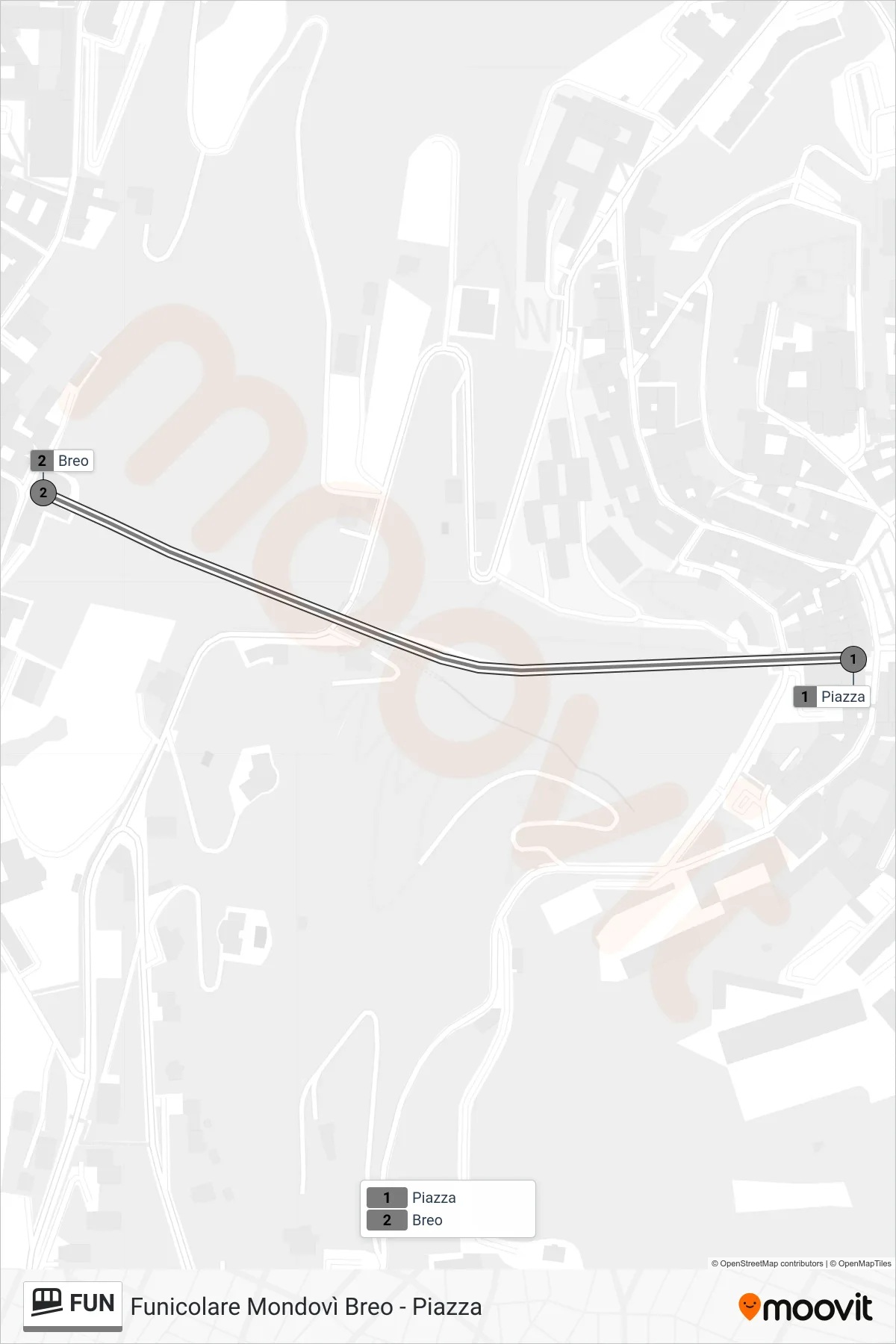 Linea FUN  funicolare (Mondovì Breo) - Percorsi e fermate sulla mappa