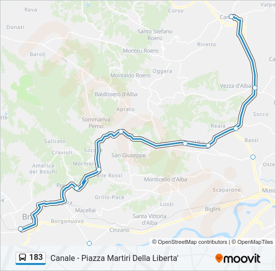 Percorso linea bus 183