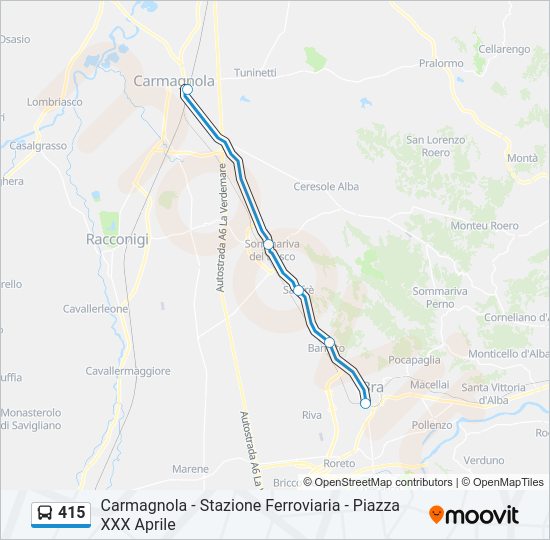 Percorso linea bus 415