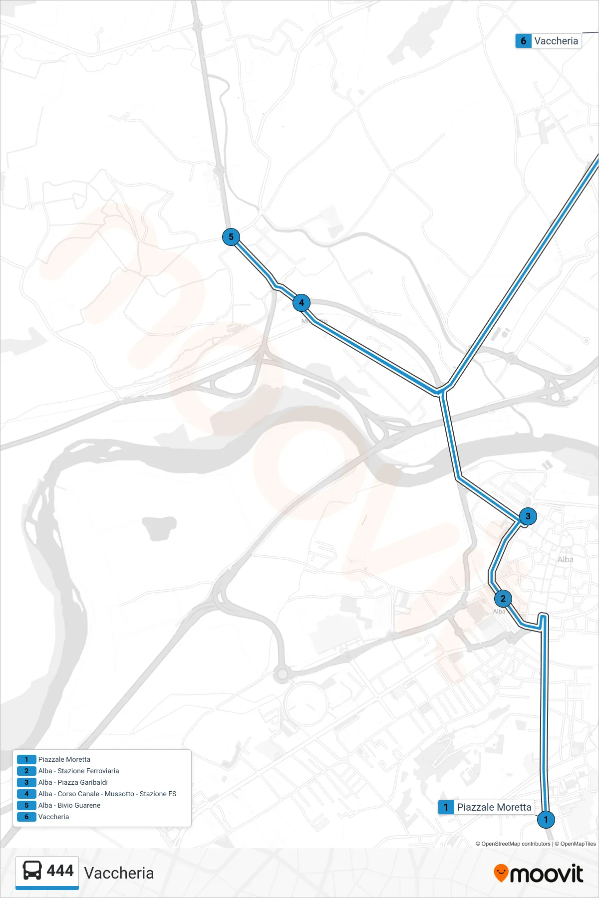 Linea 444  bus (Vaccheria) - Percorsi e fermate sulla mappa