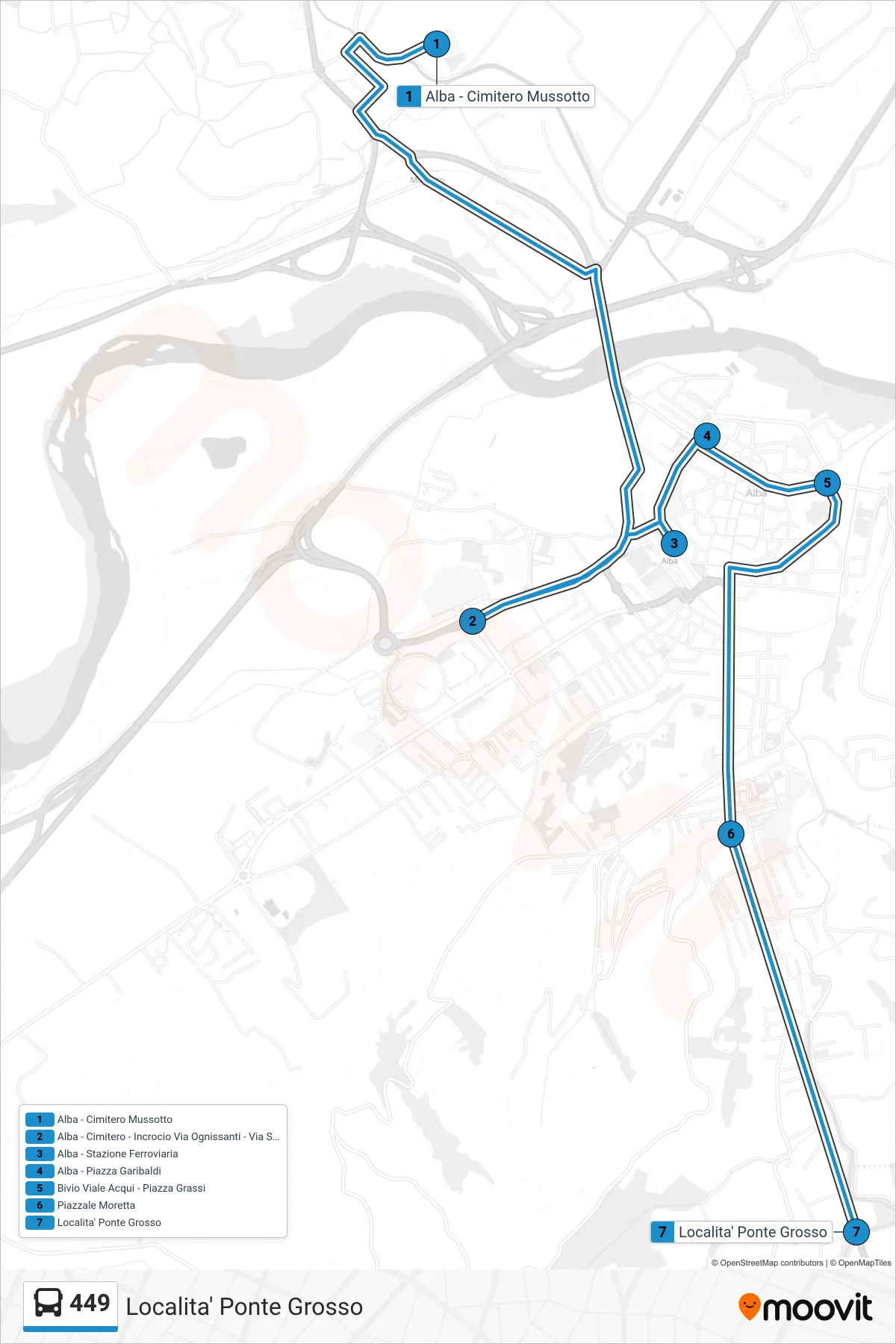 Linea 449  bus (Localita' Ponte Grosso) - Percorsi e fermate sulla mappa