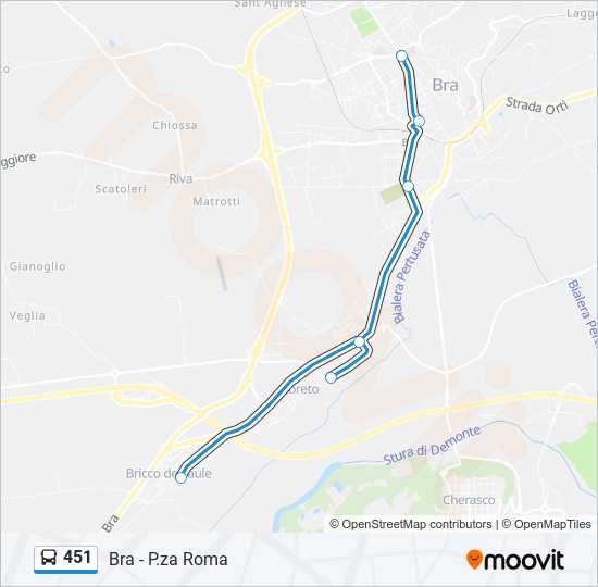 Percorso linea bus 451