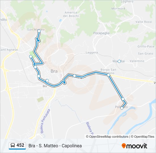 Percorso linea bus 452