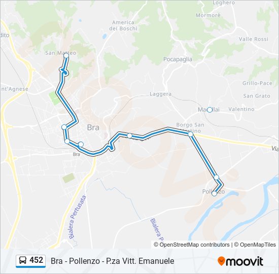 Percorso linea bus 452