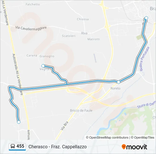 455 Bus Line Map