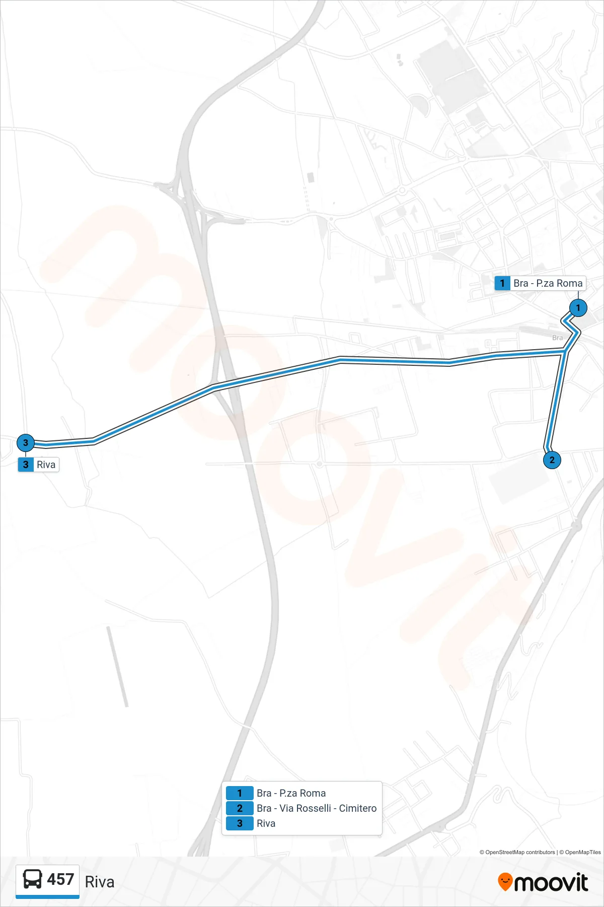 Linea 457  bus (Riva) - Percorsi e fermate sulla mappa