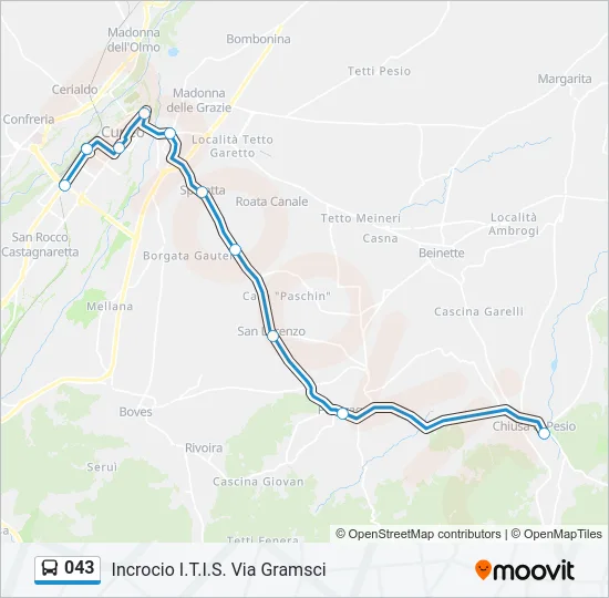 043 Bus Line Map