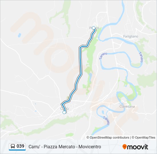 Percorso linea bus 039