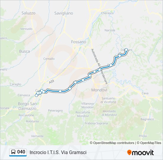 Percorso linea bus 040