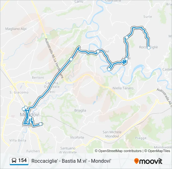 154 Bus Line Map
