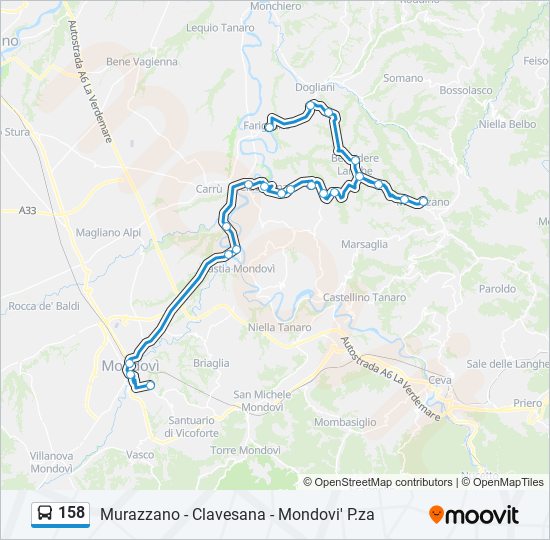 Percorso linea bus 158