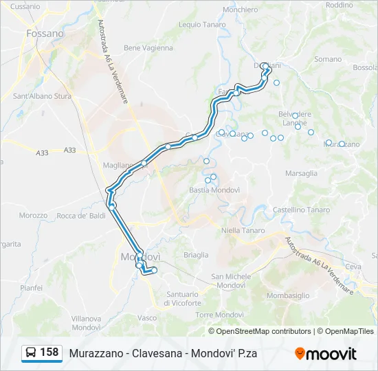Percorso linea bus 158