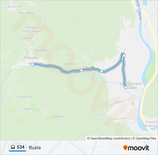 Percorso linea bus 534