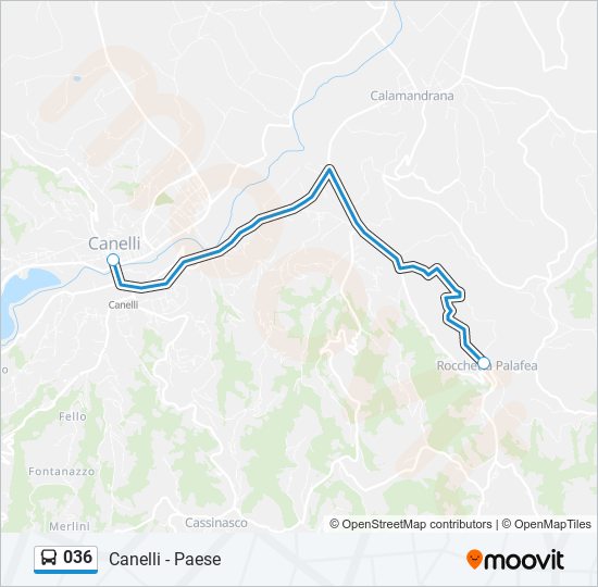 Percorso linea bus 036