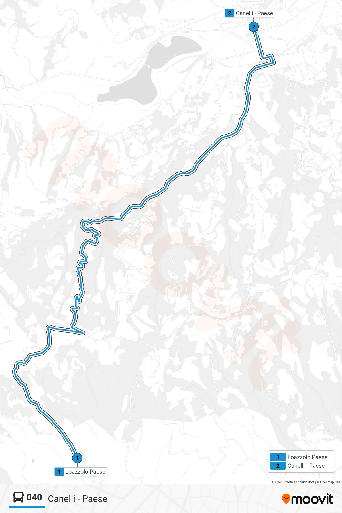 Linea 040 bus (Canelli - Paese) - Percorsi e fermate sulla mappa
