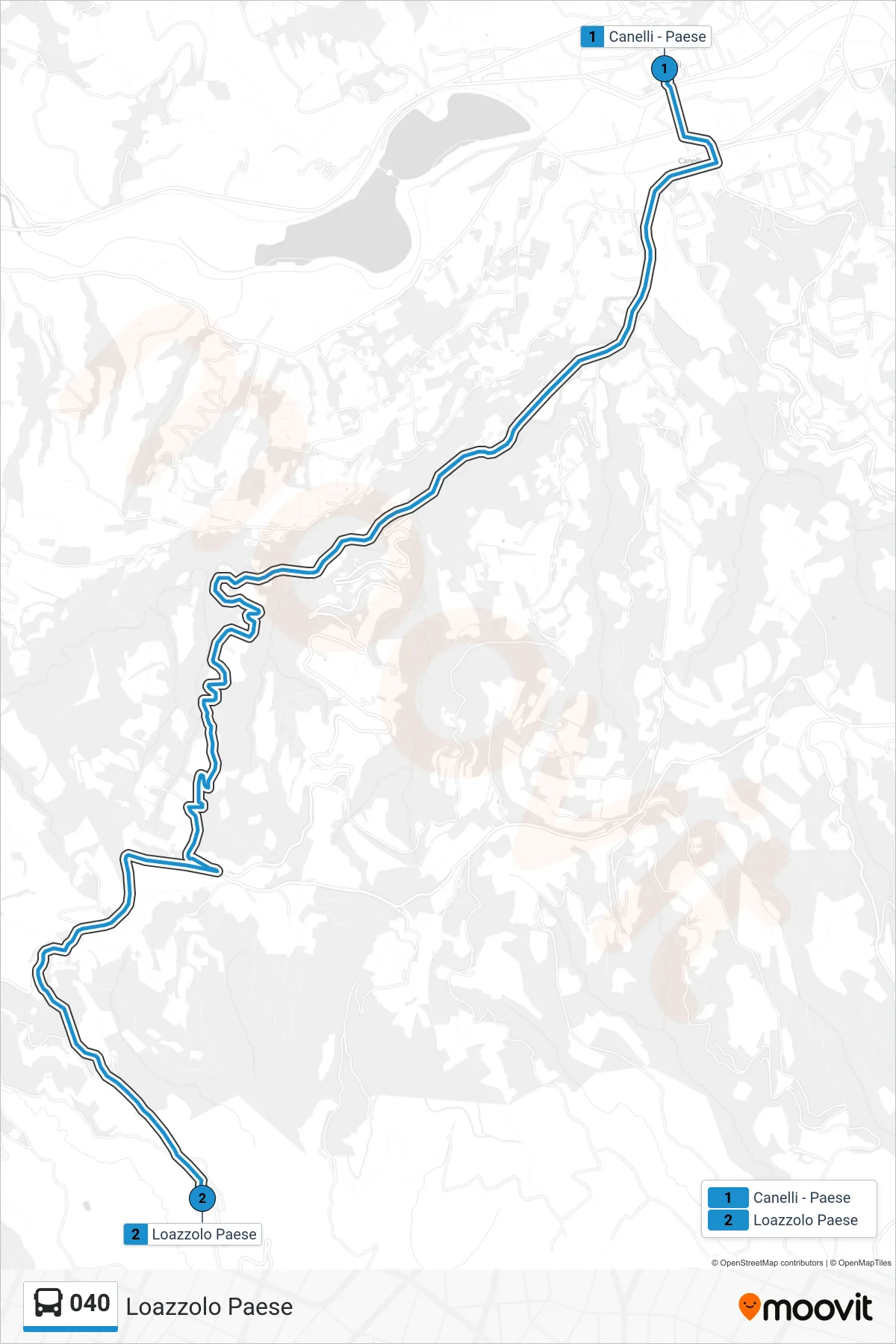 Linea 040  bus (Loazzolo Paese) - Percorsi e fermate sulla mappa