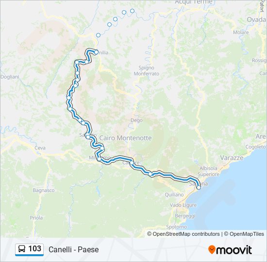 103 bus Line Map