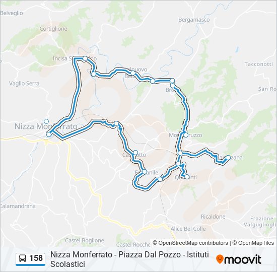 Percorso linea bus 158