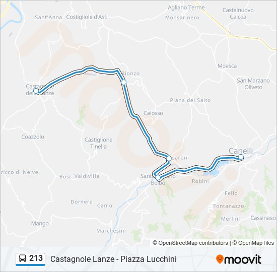 Percorso linea bus 213