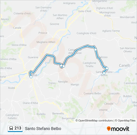 Percorso linea bus 213