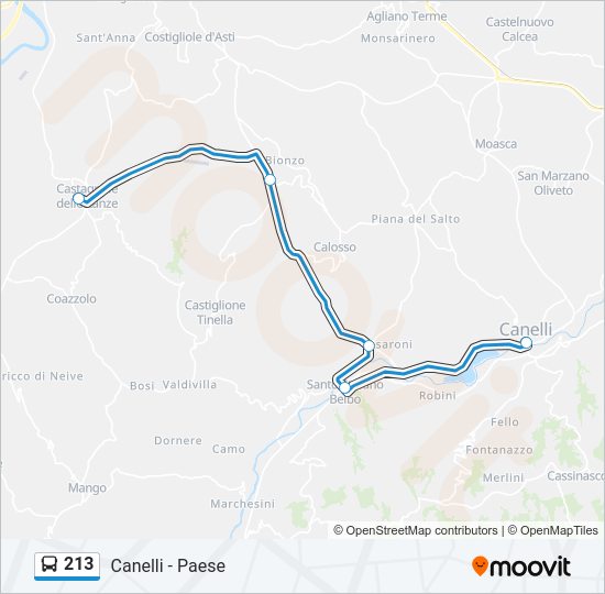 Percorso linea bus 213