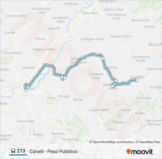 Percorso linea bus 213