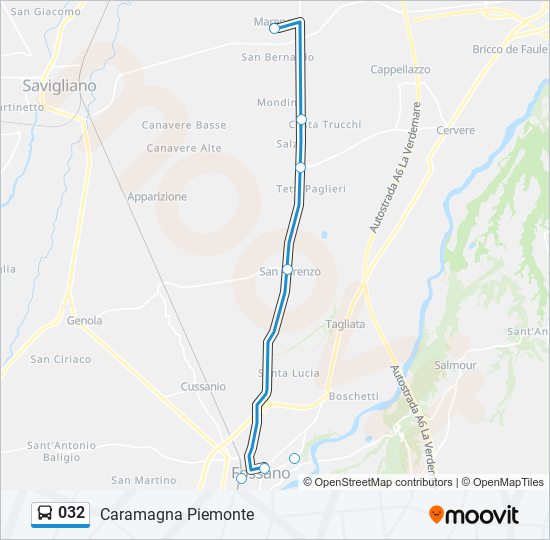 Percorso linea bus 032