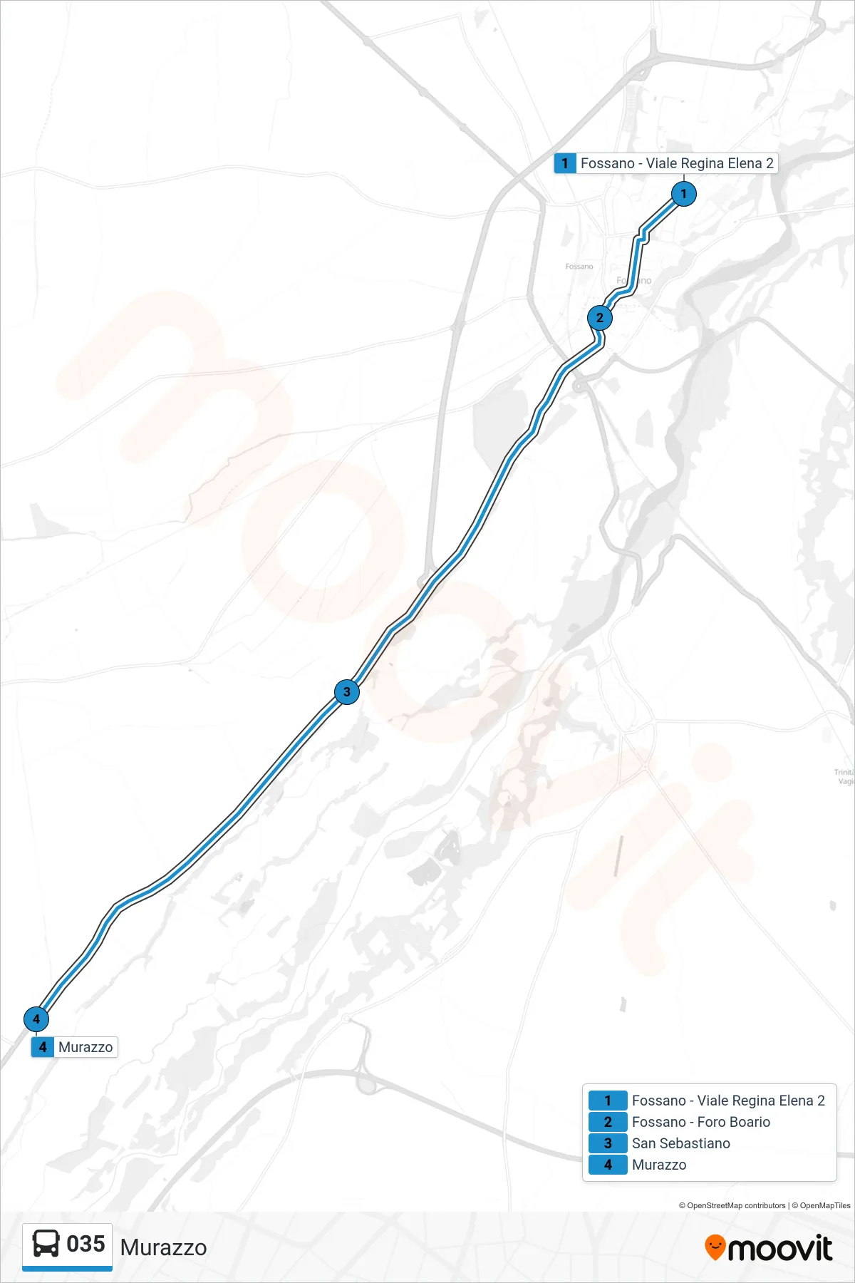 Linea 035 bus (Murazzo) - Percorsi e fermate sulla mappa
