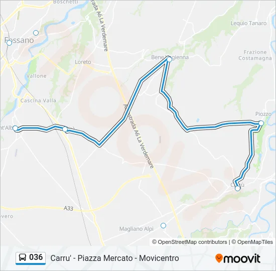 036 Bus Line Map