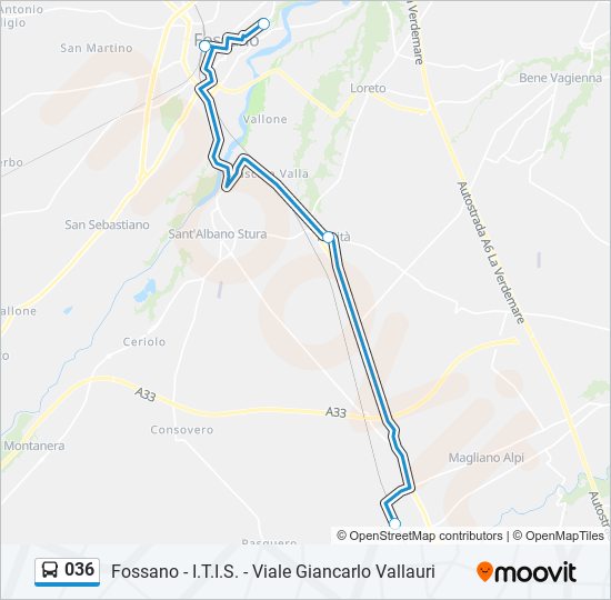 036 bus Line Map