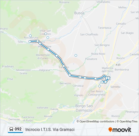 Percorso linea bus 092