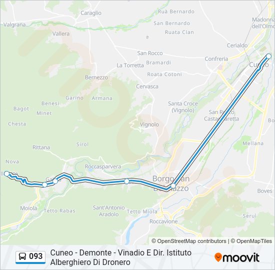 Percorso linea bus 093