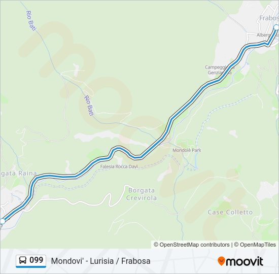 Percorso linea bus 099