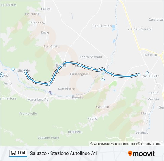 Percorso linea bus 104