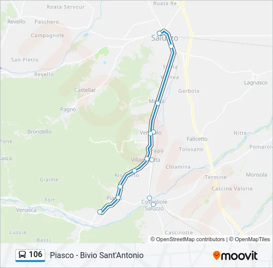 106 Bus Line Map