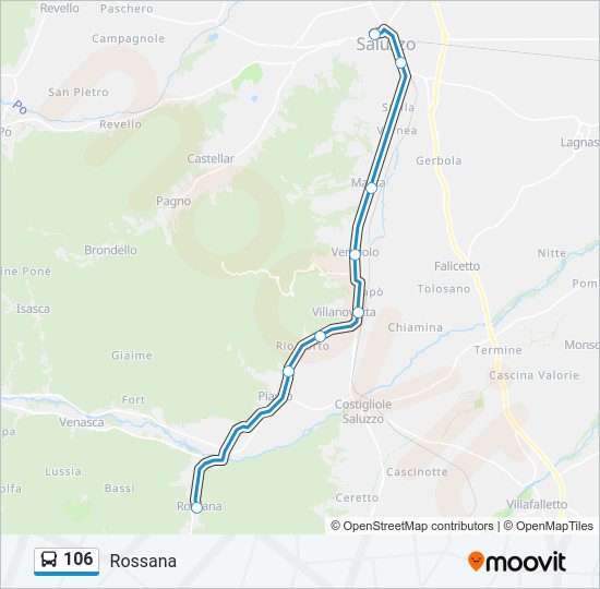 Percorso linea bus 106